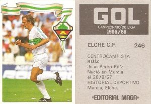 Gol. Campeonato de Liga 1984-85. Ruiz (Elche C.F.). Editorial Maga.