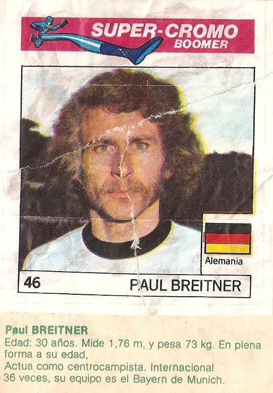 Super Cromos Los Mejores del Mundo. (1981). Breitner (República Federal Alemania). Chicle Fútbol Boomer.