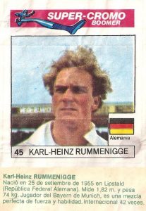Super Cromos Los Mejores del Mundo (1981). Rummenigge (Alemania Federal). Chicle Fútbol Boomer.