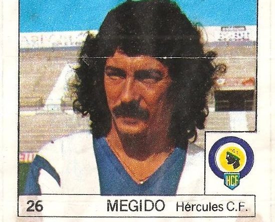 Super Cromos Los Mejores del Mundo (1981). Megido (Hércules C.F.). Chicle Fútbol Boomer.