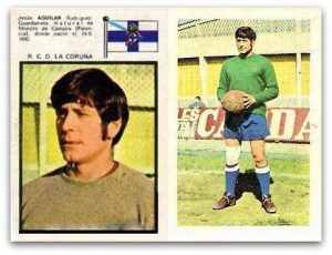 Liga 71-72. Aguilar (Deportivo de La Coruña). Editorial Fher. 📸: Grupo de Facebook "Nuestros álbumes de cromos".