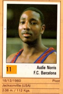 Basket 90 ACB. Audie Norris (F.C. Barcelona). Ediciones Panini. 📸 Grupo de Facebook Nuestros álbumes de cromos.