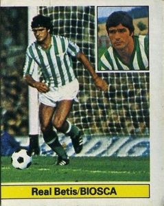 Liga 81-82. Biosca (Real Betis). Ediciones Este. 📸 Grupo de Facebook Nuestros álbumes de cromos.