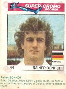 Super Cromos Los Mejores del Mundo (1981). Bonhof (Alemania Federal). Chicle Fútbol Boomer.