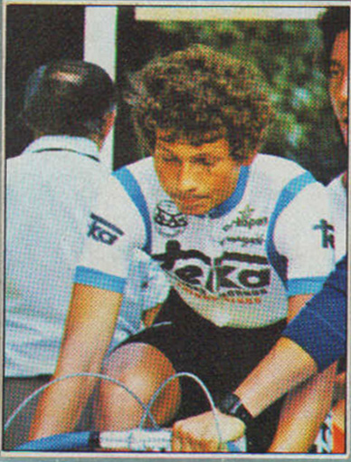 1983. Vuelta Ciclista - Ases Internacionales del Pedal. Noel Dejonckheere (Teka). (Editorial J. Merchante - Chocolates Hueso). 📸: Grupo de Facebook Nuestros álbumes de cromos.