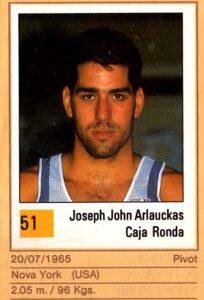 Basket 90 ACB. Joe Arlauckas (Caja de Ronda). Ediciones Panini. 📸 Grupo de Facebook Nuestros álbumes de cromos