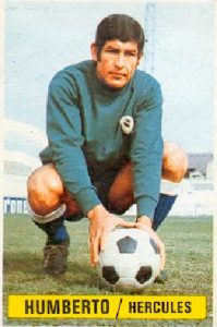 Campeonato de Liga 1974-75. Humberto (Hércules CF). Ediciones Este y Chicles Sanber. 📸: Grupo de Facebook Nuestros álbumes de cromos.
