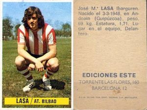 Campeonato de liga 1974-75. Lasa (Athletic Club de Bilbao). Ediciones Este y Chicles Sanber. 📸 Grupo de Facebook Nuestros álbumes de cromos.