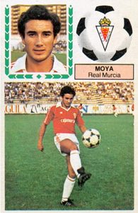 Liga 83-84. Moya (Real Murcia). Ediciones Este. 📸: Grupo de Facebook Nuestros álbumes de cromos.