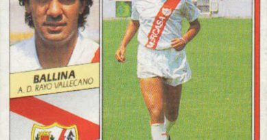 Liga 89-90. Ballina (Rayo Vallecano). Ediciones Este. 📸: Grupo de Facebook Nuestros álbumes de cromos