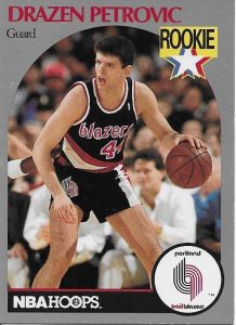 Cromos 1989 -1990. Drazen Petrovic (Portland Trail Blazers). NBA Hoops. 📸: Emilio Rodríguez Bravo.