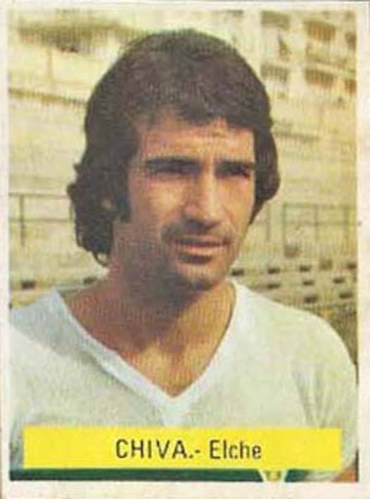 Campeonato de Liga 1975-76. Chiva (Elche C.F.). Editorial Fini. (Versión MU). 📸: Grupo de Facebook Nuestros álbumes de cromos.