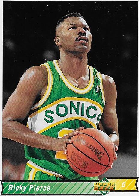 Cromos NBA 1992 - 1993. Ricky Pierce (Seattle Supersonics). Upper Deck. 📸: Emilio Rodriguez Bravo.