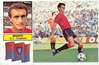 Liga 1982-83. Iriarte (Osasuna). Ediciones Este. 📸: Grupo de Facebook Nuestros álbumes de cromos.