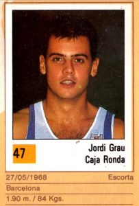 Basket 90 ACB. Jordi Grau (Caja Ronda). Ediciones Panini. 📸: Grupo de Facebook Nuestros álbumes de cromos.