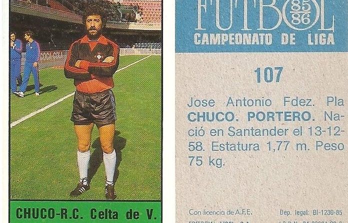 Fútbol 85-86. Campeonato de Liga. Chuco (Real Club Celta de Vigo). Editorial Lisel.