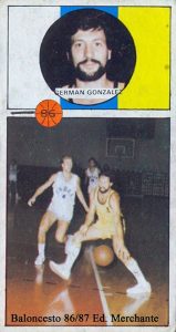 Baloncesto 1986-87. Germán González (Cajacanarias). Editorial J. Merchante. 📸: Grupo de Facebook Nuestros Álbumes de Cromos.