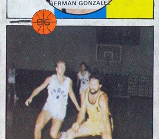 Baloncesto 1986-87. Germán González (Cajacanarias). Editorial J. Merchante. 📸: Grupo de Facebook Nuestros Álbumes de Cromos.