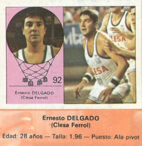 Campeonato Baloncesto Liga 1984-1985. Ernesto Delgado (Clesa Ferrol). Ediciones J. Merchante - Clesa. 📸: Emilio Rodríguez Bravo.