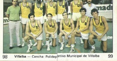 Campeonato Baloncesto Liga 1984-1985. Plantilla Collado Villalba. Ediciones J. Merchante - Clesa. 📸: Emilio Rodriguez Bravo.