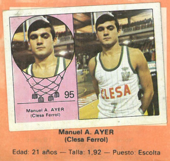 Campeonato Baloncesto Liga 1984-1985. Manuel Aller (Clesa Ferrol). Ediciones J. Merchante - Clesa. 📸: Emilio Rodríguez Bravo.