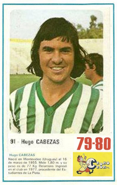Liga 79-80. Hugo Cabezas (Real Betis). Editorial Cromo Crom. 📸: Grupo de Facebook Nuestros álbumes de cromos.