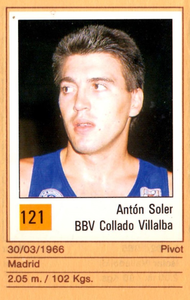 Basket 90 ACB. Antón Soler (BBV Collado Villalba). Ediciones Panini. 📸: Grupo de Facebook Nuestros álbumes de cromos.