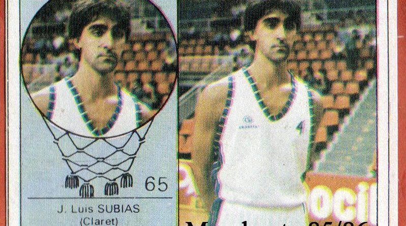 Campeonato Baloncesto Liga 1984-1985. José Luis Subias (Claret de Las Palmas). Ediciones J. Merchante - Clesa. 📸: Grupo de Facebook Nuestros álbumes de cromos.
