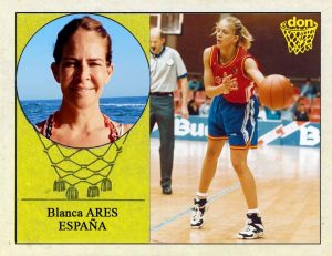 Blanca Ares (Selección española de baloncesto femenino). 📸: Cromo-Montaje del Grupo de Facebook Nuestros álbumes de cromos.