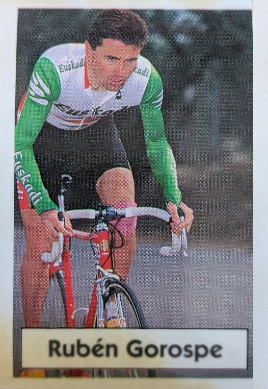 La Vuelta Ciclista de Bimbo. 1994. Rubén Gorospe (Euskadi). Cromo Bollycao. 📸: Eduardo González.