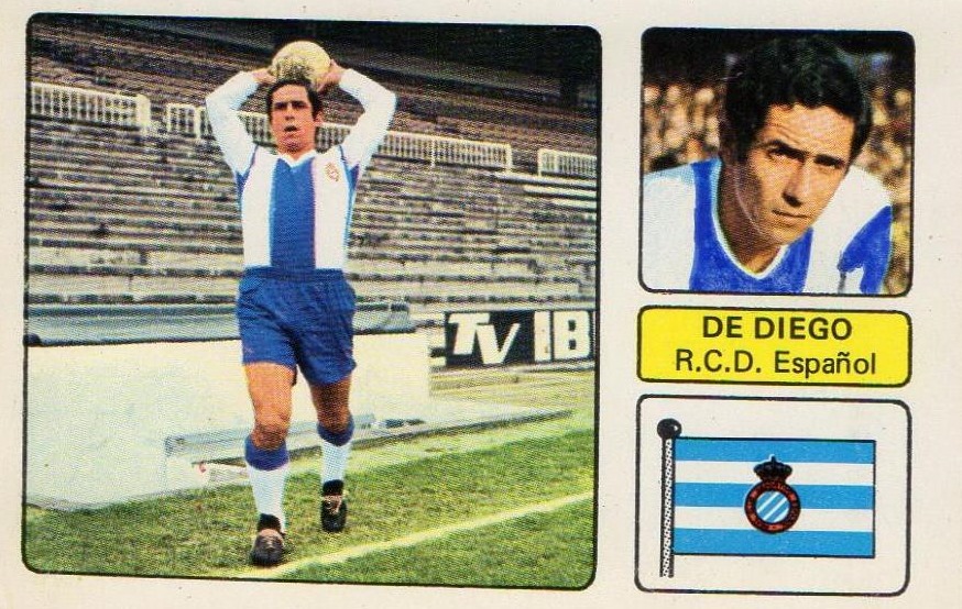 Liga 73-74. De Diego (R.C.D. Español). Editorial Fher. 📸: Juan Álvarez.