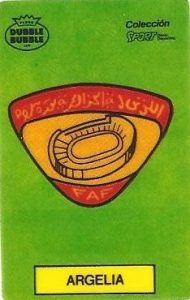Mundial 1986. Escudo de la selección de fútbol de Argelia (Argelia). Ediciones Dubble Dubble.