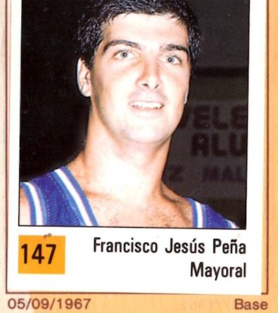 Basket 90 ACB. Jesús Peña (Mayoral). Ediciones Panini. 📸: Grupo de Facebook Nuestros álbumes de cromos.