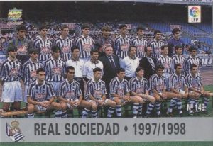 Las fichas de la Liga 97-98. Nº 149. Plantilla de la Real Sociedad (Real Sociedad). Editorial Mundicromo.