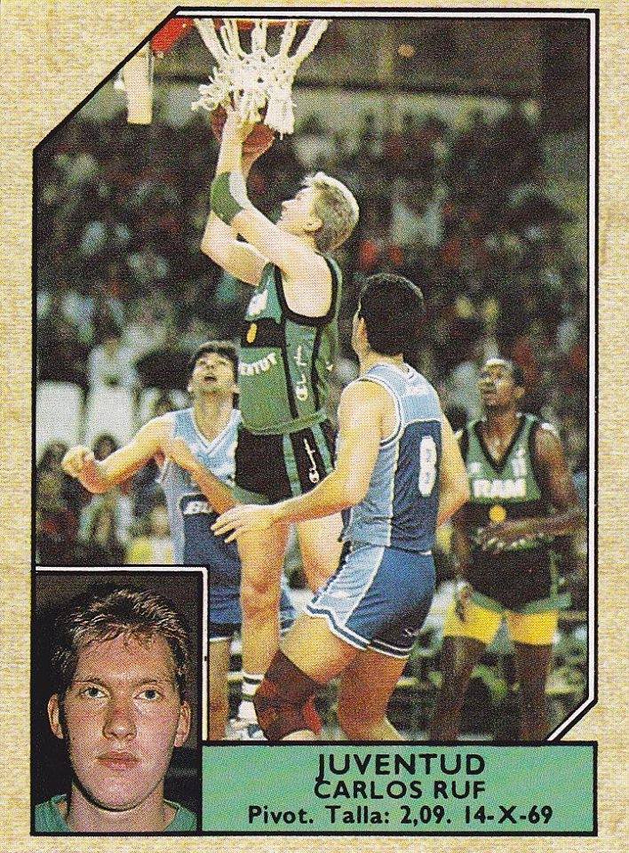 Baloncesto 1988-89. Carlos Ruf (Joventud de Badalona). Editorial J. Merchante. 📸: Grupo de Facebook Nuestros álbumes de cromos.