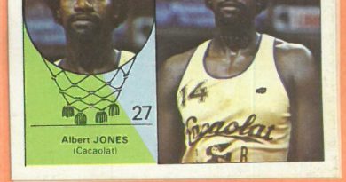 Campeonato Baloncesto Liga 1984-1985. Albert Jones (Cacaolat). Ediciones J. Merchante - Clesa. 📸: Emilio Rodriguez Bravo.