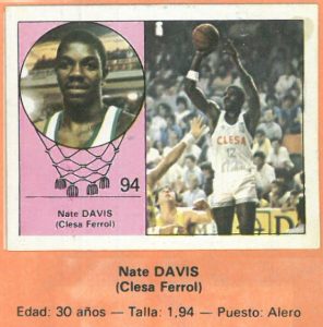 Campeonato Baloncesto Liga 1984-1985. Nate Davis (Clesa Ferrol). Ediciones J. Merchante - Clesa. 📸: Emilio Rodríguez Bravo.