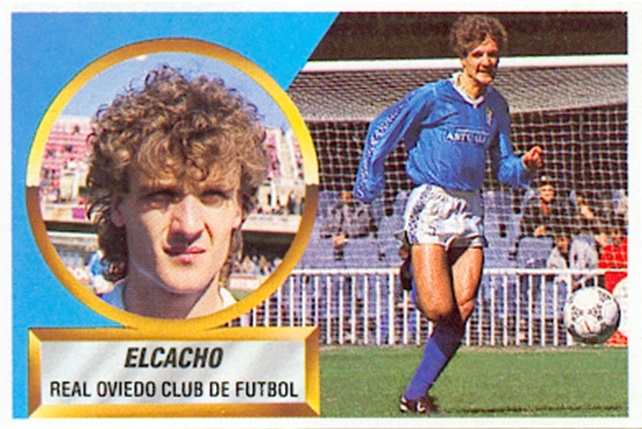 Liga 88-89. Elcacho (Real Oviedo). Ediciones Este. 📸: Toni Izaro.