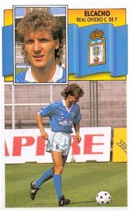 Liga 90-91. Elcacho (Real Oviedo). Ediciones Este. 📸: Toni Izaro.