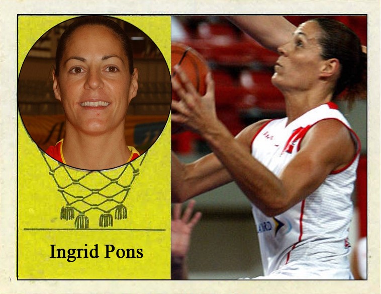 Íngrid Pons (Selección española de baloncesto femenino). 📸: Cromo-Montaje del Grupo de Facebook Nuestros álbumes de cromos.