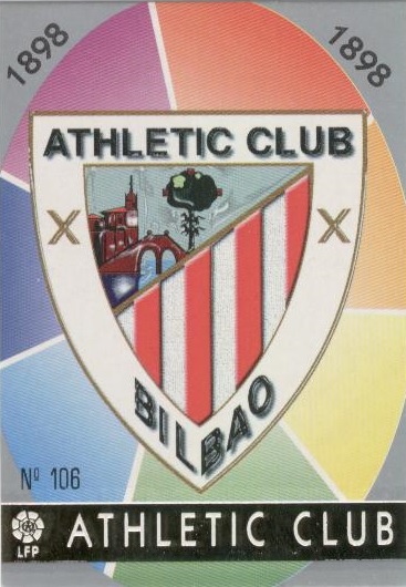 Las fichas de la Liga 97-98. Nº 106. Escudo del Athletic Club (Athletic Club). Editorial Mundicromo.