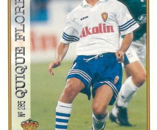 Las fichas de la Liga 97-98. Nº 285. Quique Flores (Real Zaragoza). Editorial Mundicromo.