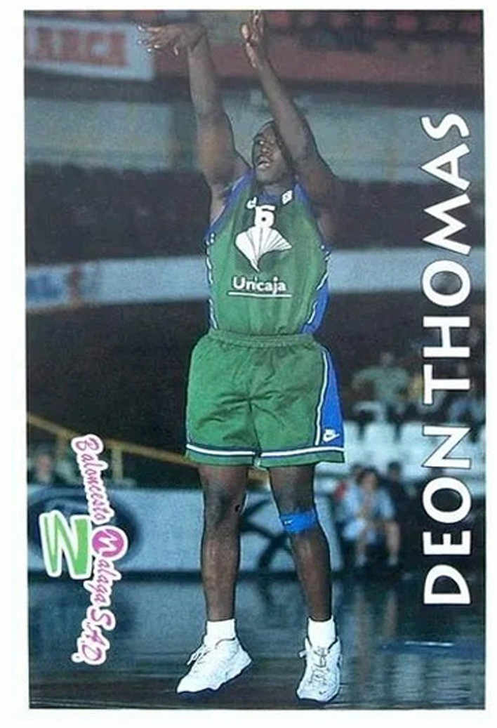 Liga ACB 1996-1997. Deon Thomas (Baloncesto Málaga). Editorial Mundicromo. 📸: Benito Díaz Sánchez.