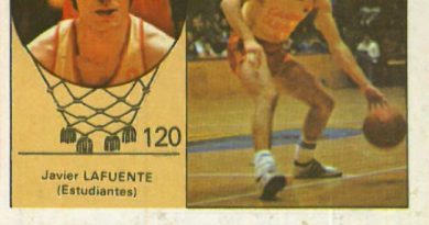 Campeonato Baloncesto Liga 1984-1985. Javier Lafuente (Estudiantes). Ediciones J. Merchante - Clesa. 📸: Emilio Rodríguez Bravo.