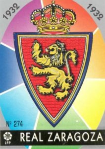 Las fichas de la Liga 97-98. Nº 274. Escudo (Real Zaragoza). Editorial Mundicromo.