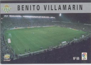 Las fichas de la Liga 97-98. Nº 66. Estadio Benito Villamarín (Real Betis). Editorial Mundicromo.