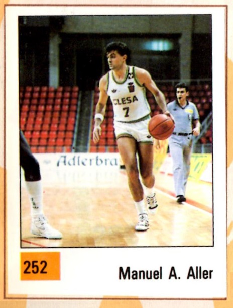 Basket 90 ACB. Manuel Aller (Clesa Ferrol). Ediciones Panini. 📸: Grupo de Facebook Nuestros álbumes de cromos.