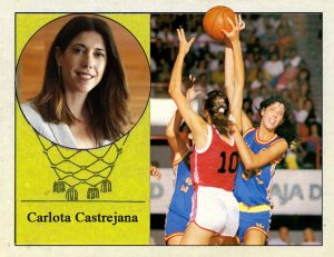 Carlota Castrejana (Selección española de baloncesto femenino). 📸: Cromo-Montaje del Grupo de Facebook Nuestros álbumes de cromos.
