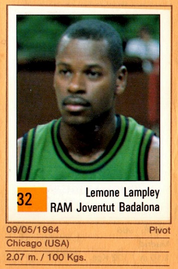 Basket 90 ACB. Lemone Lampley (Joventud de Badalona). Ediciones Panini. 📸: Grupo de Facebook Nuestros álbumes de cromos.