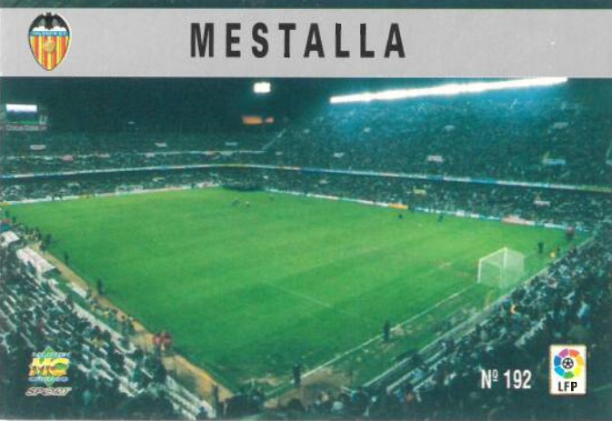 Las fichas de la Liga 97-98. Nº 192. Estadio de Mestalla (Valencia C.F.). Editorial Mundicromo.